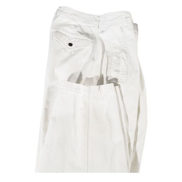 Liz Wear White 100% Cotton Pleated Front 3 Pocket Relaxed Denim Jeans Size 14 - Picture 7 of 9